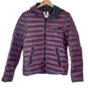 EUC Soia & Kyo Men’s Plum Burgundy Down Puffer Hooded Jacket